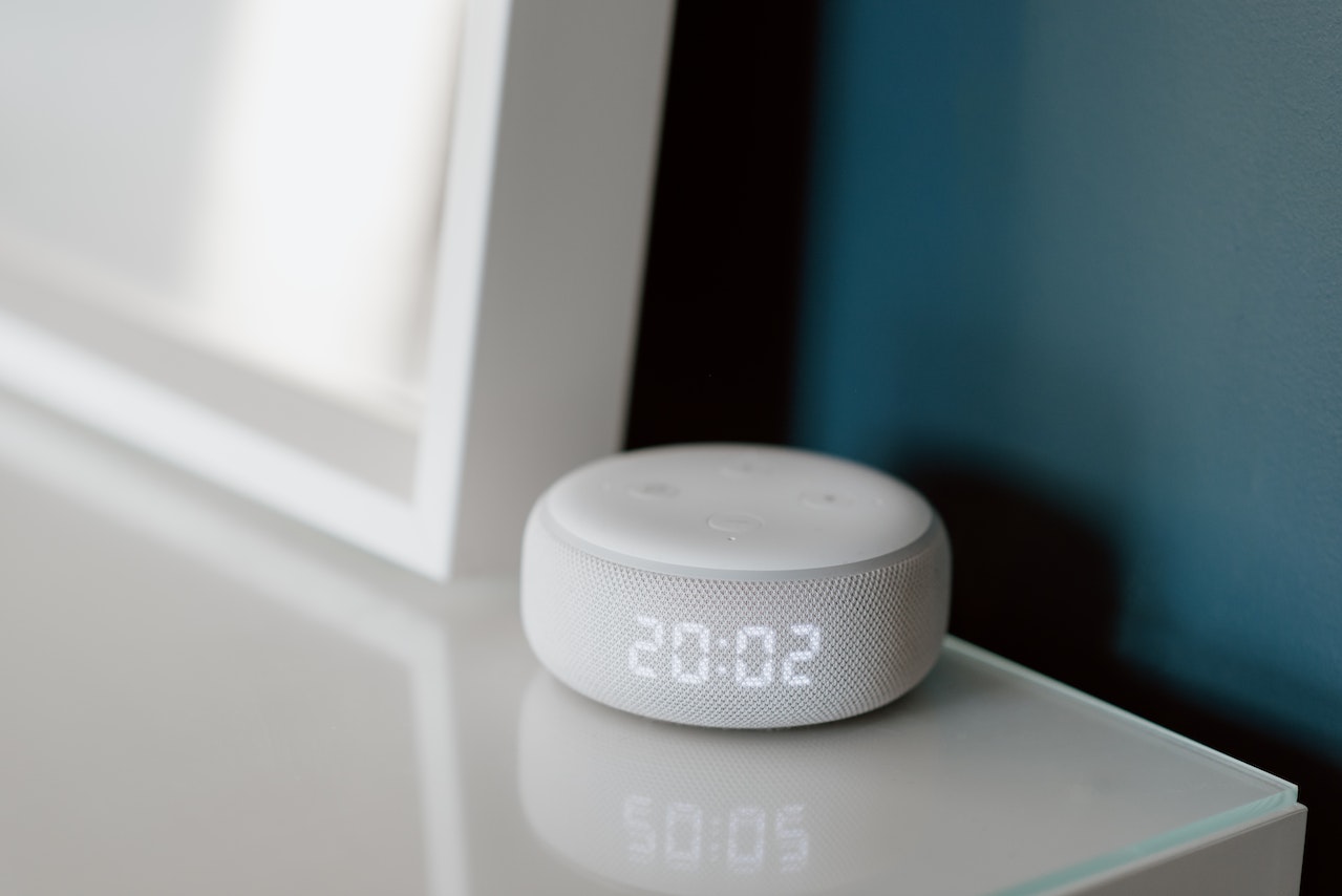 Alexa on a kitchen table which is very useful