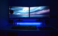Gaming pc in blue lights