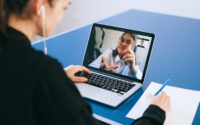 Woman is on a zoom meeting