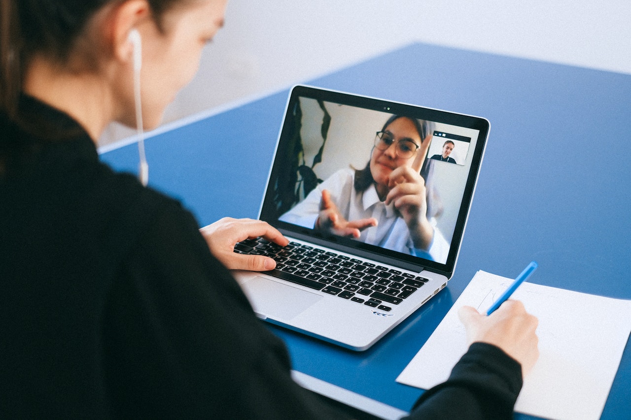 Woman is on a zoom meeting